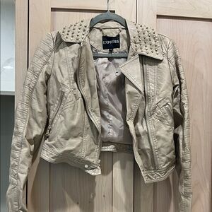 Express Studded Tan Leather Jacket